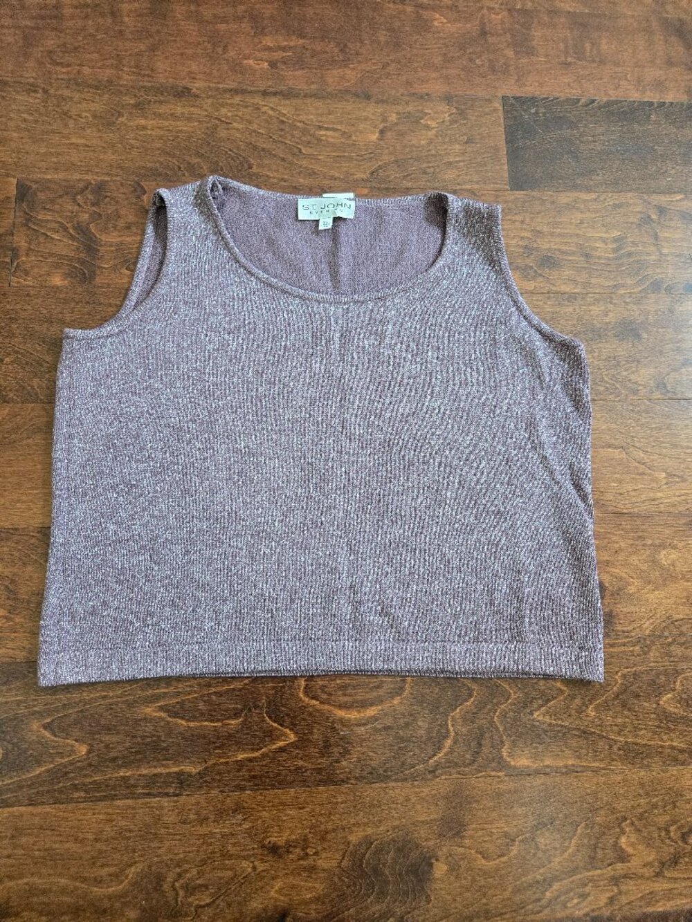 ST JOHN Evening Knit Purple Metallic Silver Shimmer Tank Top
